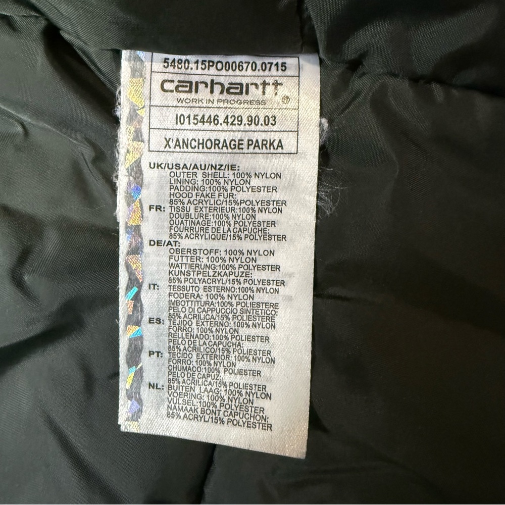 Carhartt Olive Green Hooded Puffer Coat - Picture 10 of 16